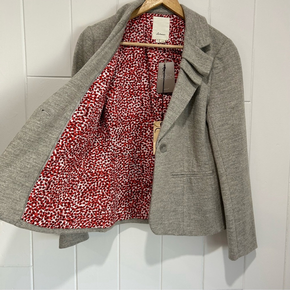 🆕 Anthropologie Elevenses Wool Blend Ruffle Collar Blazer Jacket - Picture 6 of 9